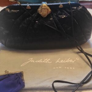 LIKE-NEW JUDITH LEIBER Ostrich Oversized Convertible Clutch
